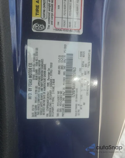 2014 Ford Mustang из США, поврежденный, VIN 1ZVBP8AM0E5305963